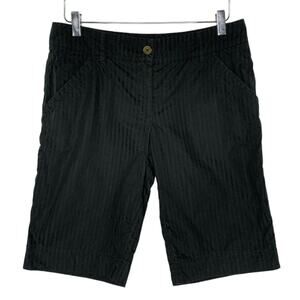 Burberry 8 Womens Washed Black Tailored Striped Cotton Shorts Bermuda
